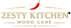Zesty Kitchen Wood Care logo with a red chili pepper on a white background