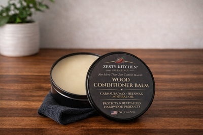 Zesty Kitchen Wood Conditioning Balm – Food Safe Beeswax & Carnauba Wax (3oz)