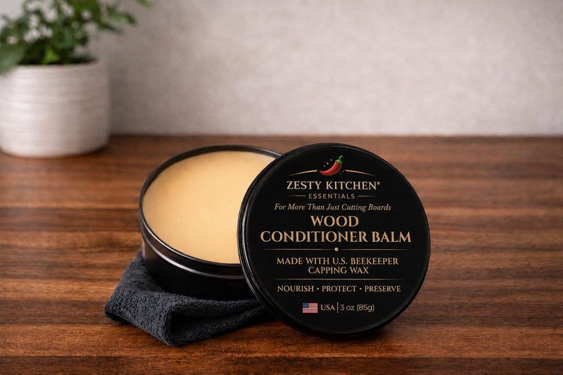 Zesty Kitchen Wood Conditioning Balm – Food Safe Beeswax & Carnauba Wax (3oz) - Zesty Kitchen