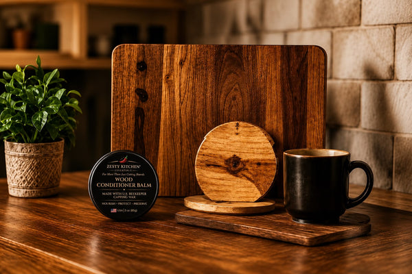 Wood care products on table
