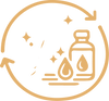 Icon of a bottle and droplets with a circular arrow design, likely representing a recycling or circular economy theme.