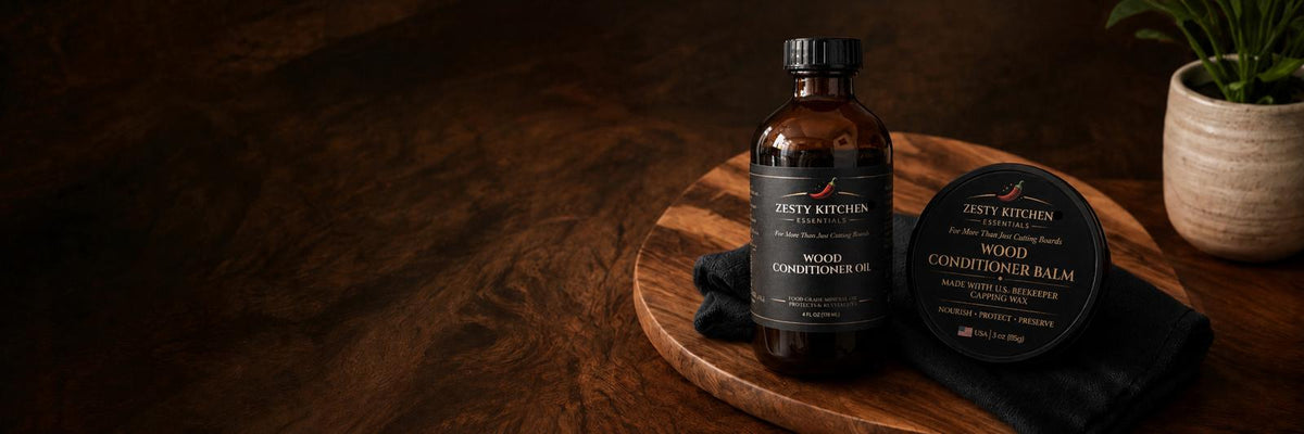 Oil and balm on a wooden surface with a dark background